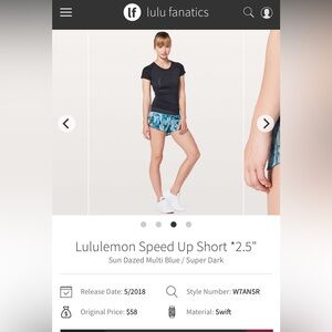 lululemon athletica Women's Blue Speed Up Shorts